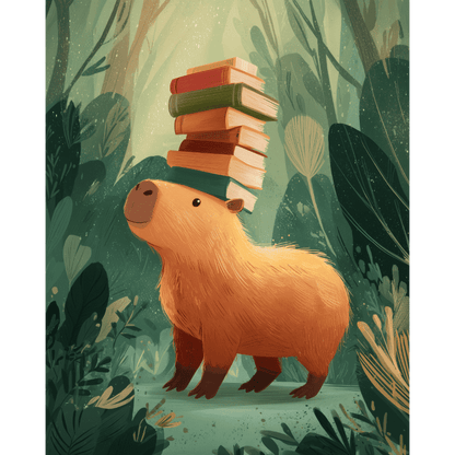 Malen nach Zahlen - Die belesene Capybara-Malen nach zahlen