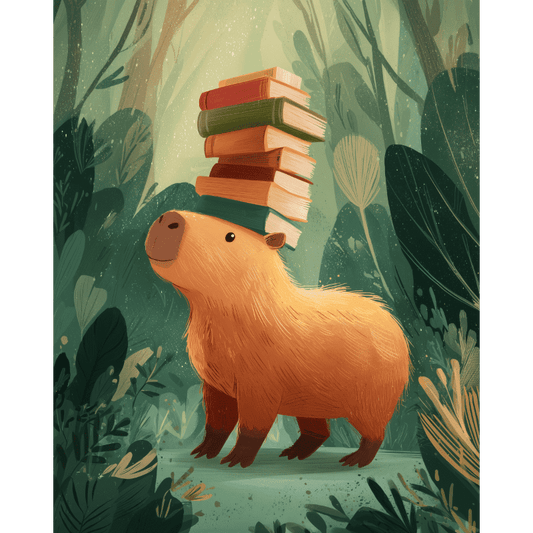 Malen nach Zahlen - Die belesene Capybara-Malen nach zahlen