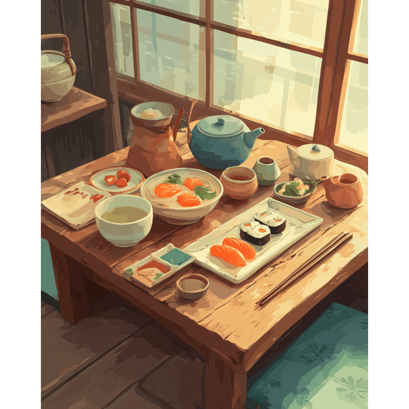 Malen nach Zahlen - Japanisches Abendessen-Malen nach zahlen