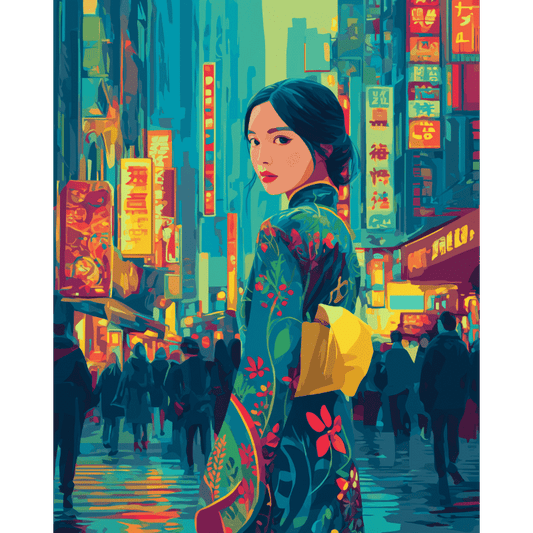 Malen nach Zahlen - Geisha in Tokio-Malen nach zahlen
