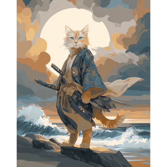 Malen nach Zahlen - Samurai-Katze-Malen nach zahlen