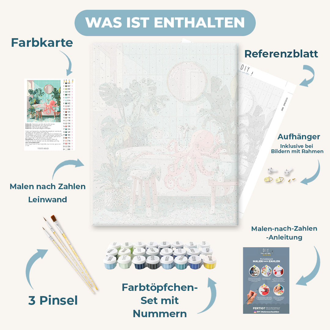 Malen nach Zahlen - Oktopus-Bad