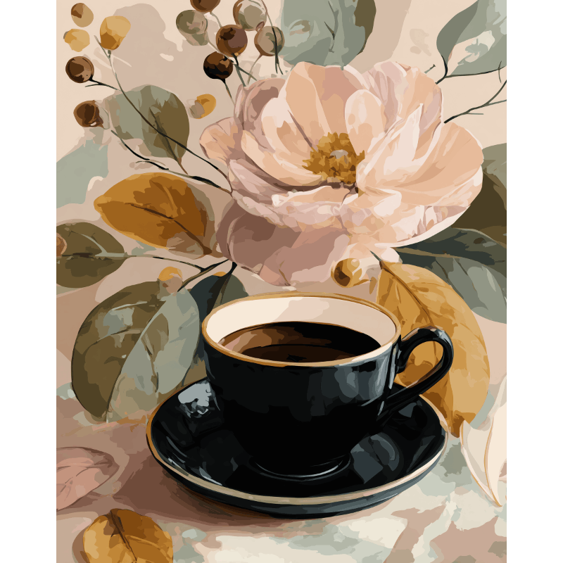 Malen nach Zahlen - Schwarze Kaffeetasse-Malen nach zahlen