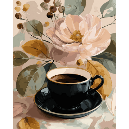 Malen nach Zahlen - Schwarze Kaffeetasse-Malen nach zahlen
