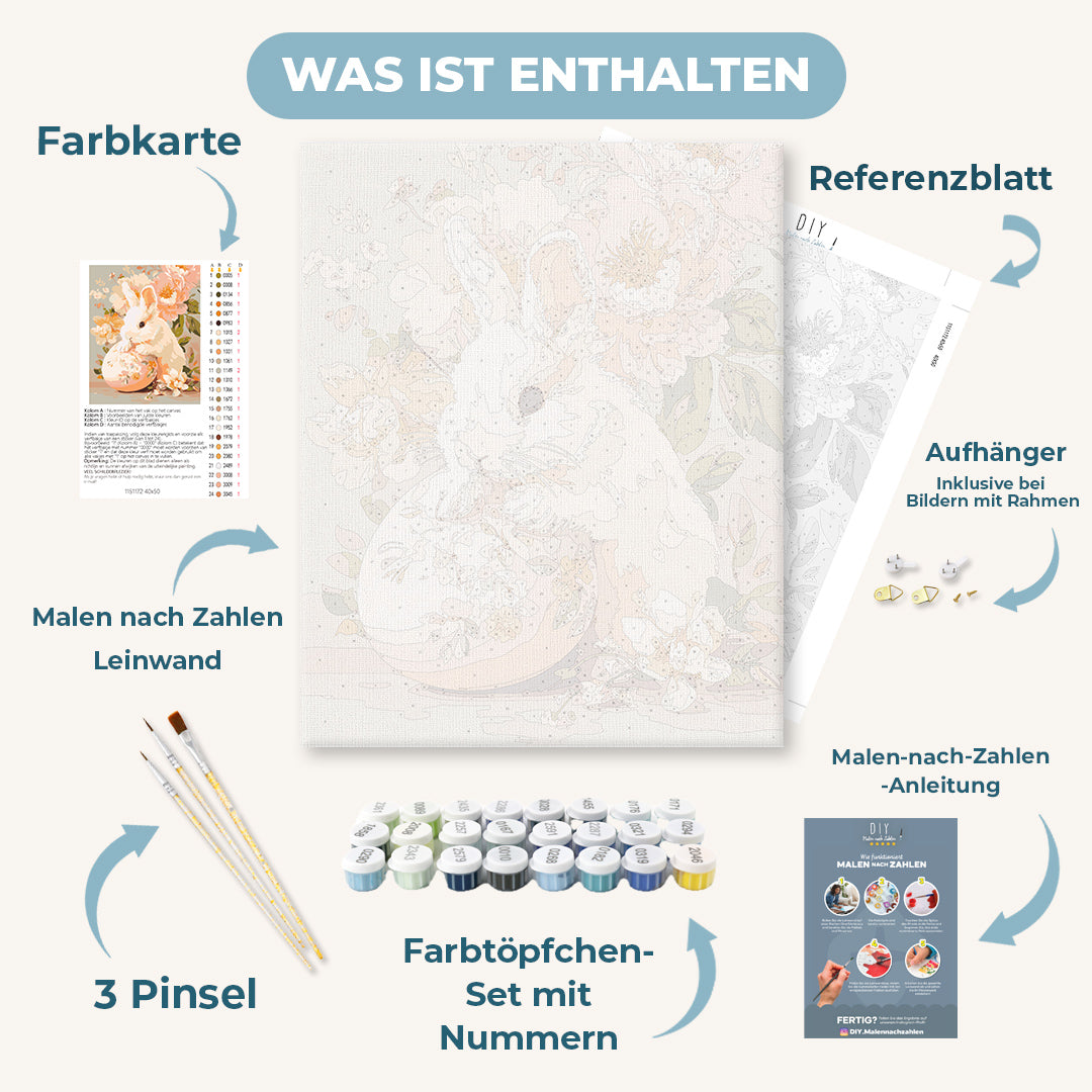 Malen nach Zahlen - Blumenhase