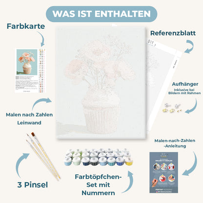 Malen nach Zahlen - Blumiger Cupcake