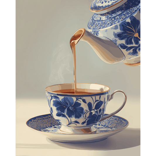 Malen nach Zahlen - Blaue Porzellan-Teetasse-Malen nach zahlen