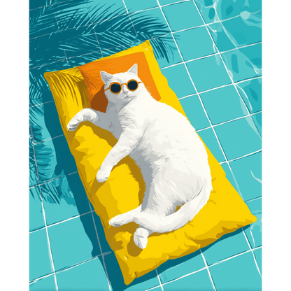 Malen nach Zahlen - Katze am Pool - Malen nach Zahlen