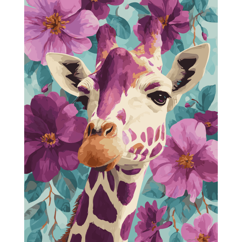 Malen nach Zahlen - Lila Giraffe - Malen nach Zahlen