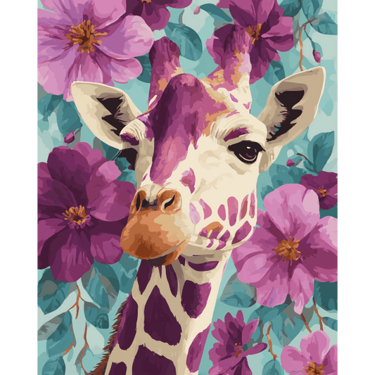Malen nach Zahlen - Lila Giraffe - Malen nach Zahlen