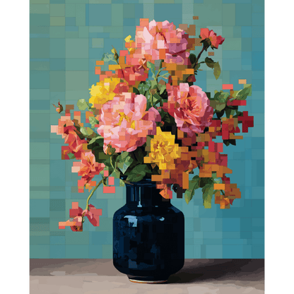 Malen nach Zahlen - Pixeliges Bouquet - Malen nach Zahlen