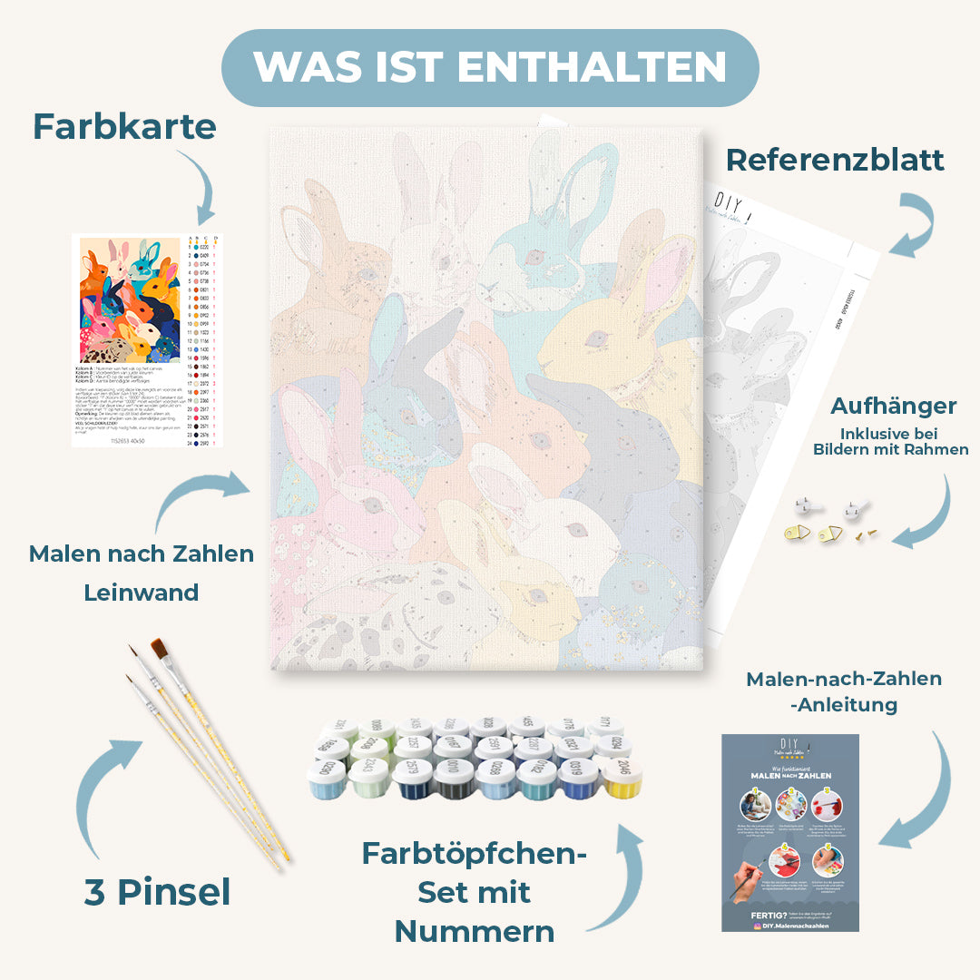 Malen nach Zahlen - Hasen-Kollektion