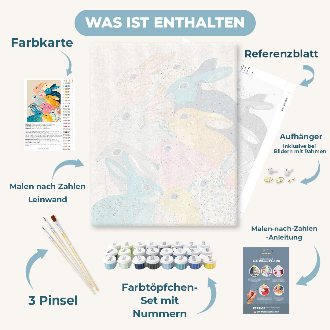 Malen nach Zahlen - Versteckte Hasen