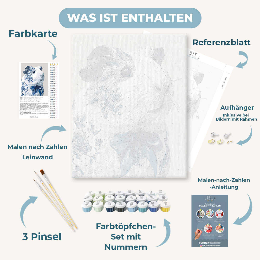 Malen nach Zahlen - Delfter blaues Meerschweinchen