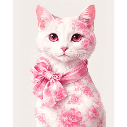 Malen nach Zahlen - Delfter Rosa Katze - Malen nach Zahlen
