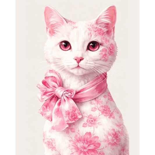 Malen nach Zahlen - Delfter Rosa Katze - Malen nach Zahlen