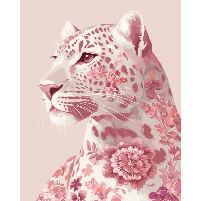 Malen nach Zahlen - Delfter Rosa Leopard - Malen nach Zahlen