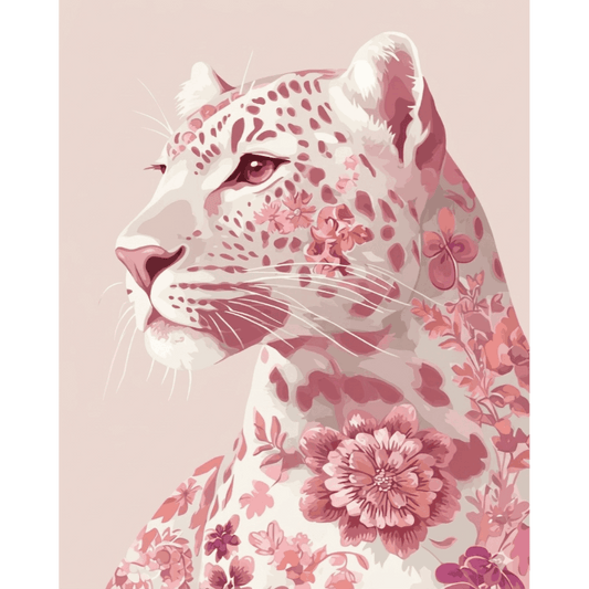 Malen nach Zahlen - Delfter Rosa Leopard - Malen nach Zahlen