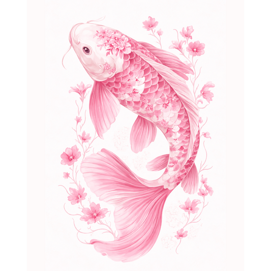 Malen nach Zahlen - Rosa Porzellan Koi - Malen nach Zahlen