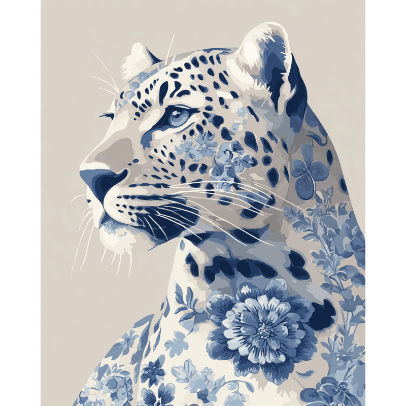 Malen nach Zahlen - Delfter Blauer Leopard - Malen nach Zahlen