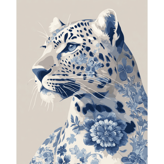 Malen nach Zahlen - Delfter Blauer Leopard - Malen nach Zahlen