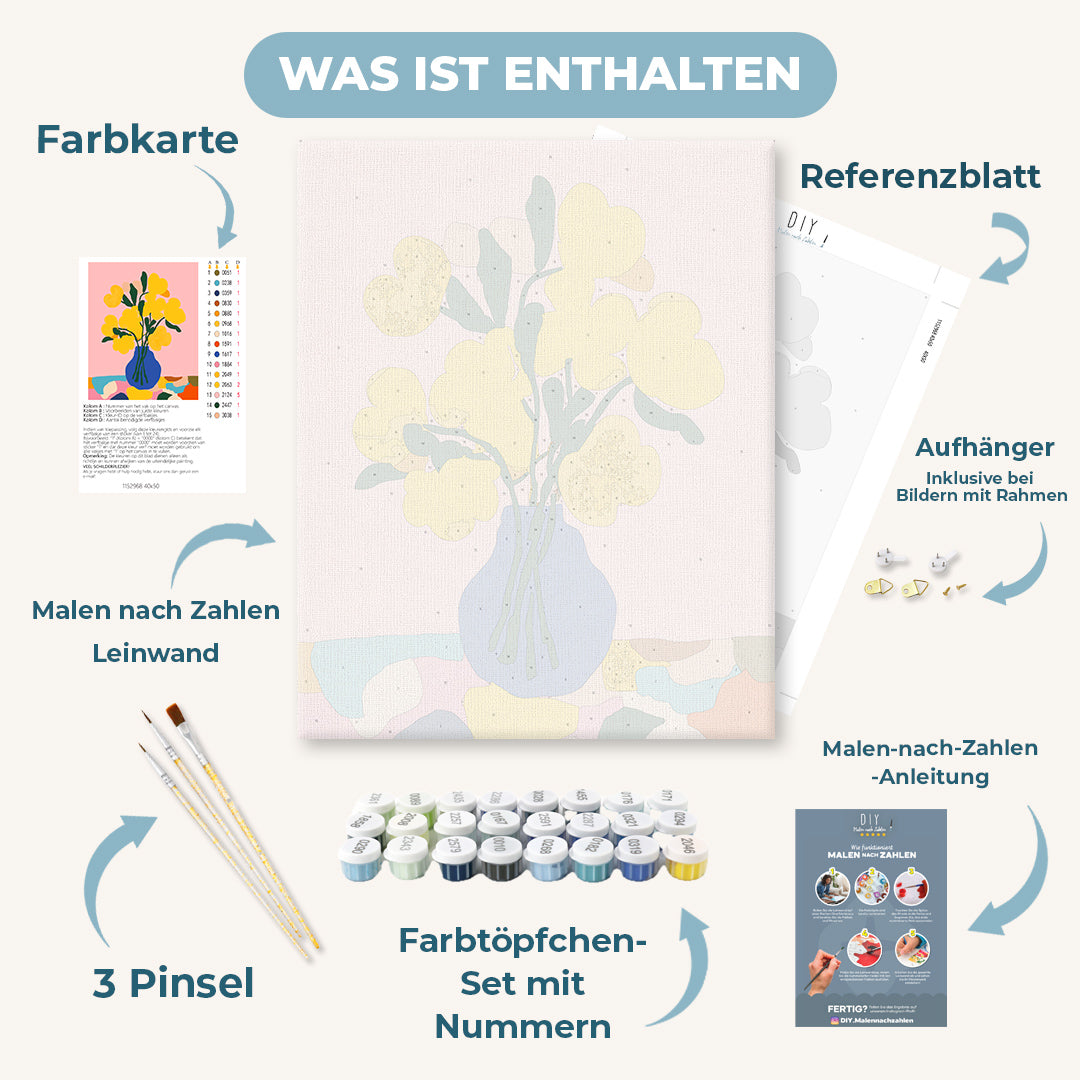 Malen nach Zahlen - Moderner Gelber Blumenstrauß