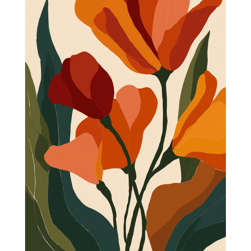 Malen nach Zahlen - Form von Tulpen - Malen nach Zahlen