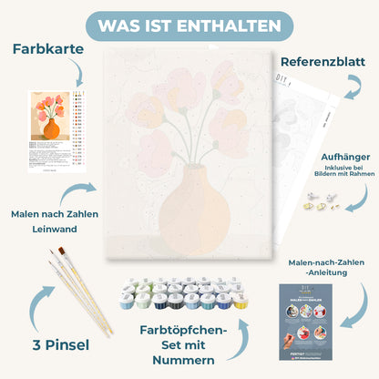 Malen nach Zahlen - Moderner Rosa Blumenstrauß
