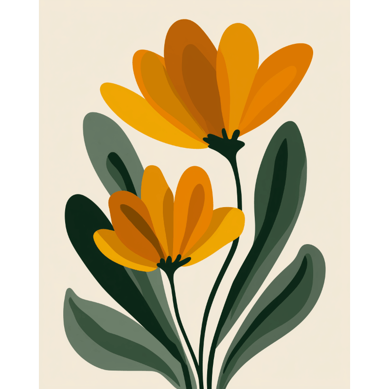 Malen nach Zahlen - Minimalistische Blumen - Malen nach Zahlen