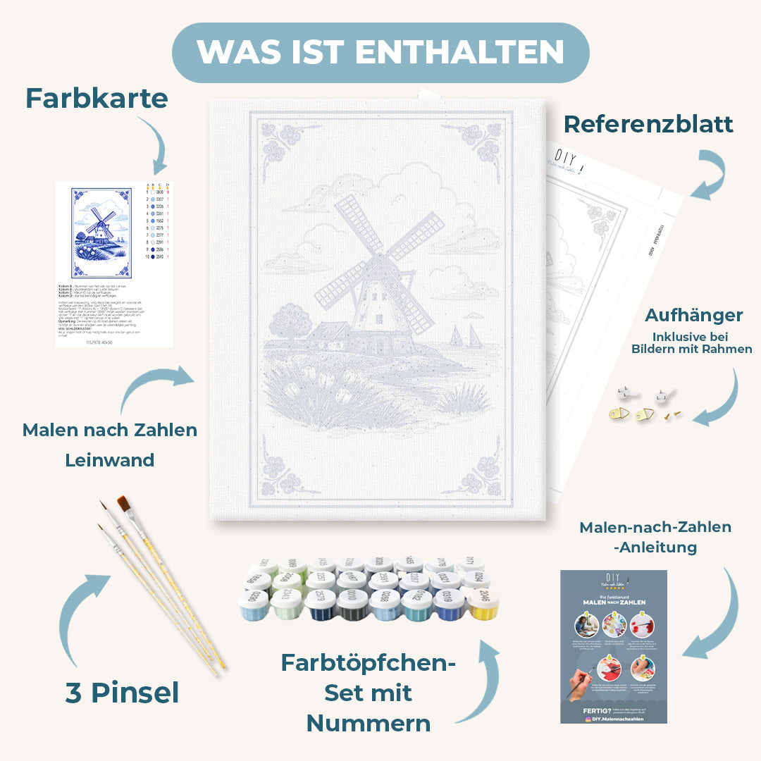 Malen nach Zahlen - Holländische Windmühle