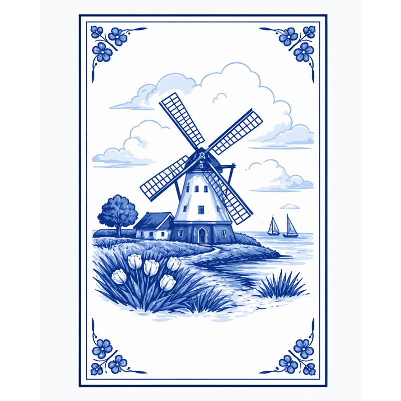 Malen nach Zahlen - Holländische Windmühle - Malen nach Zahlen