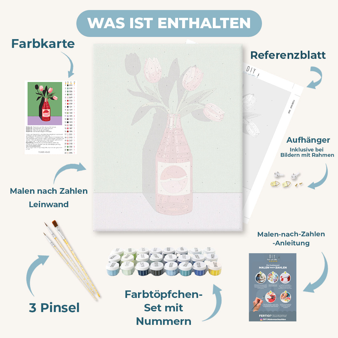 Malen nach Zahlen - Tulpen & Glas