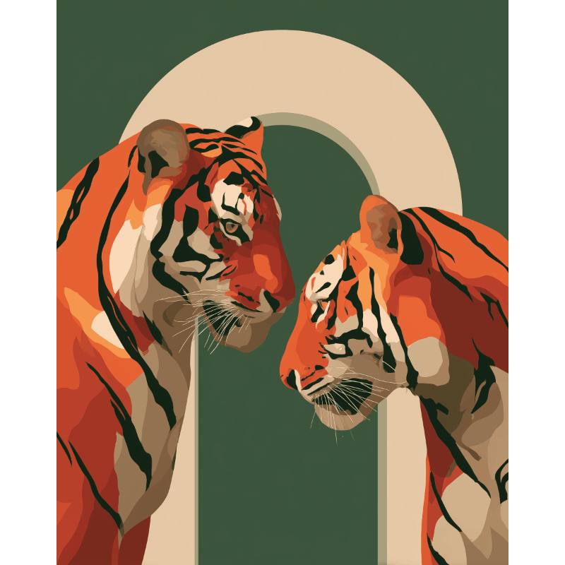 Malen nach Zahlen - Zwei Tiger - Malen nach Zahlen