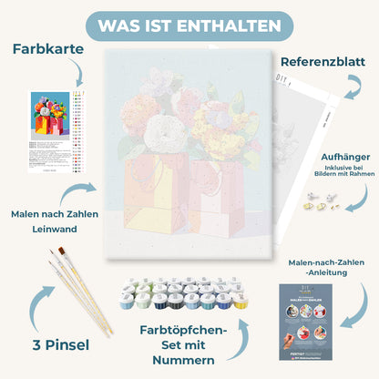 Malen nach Zahlen - Blüten in der Papiertüte