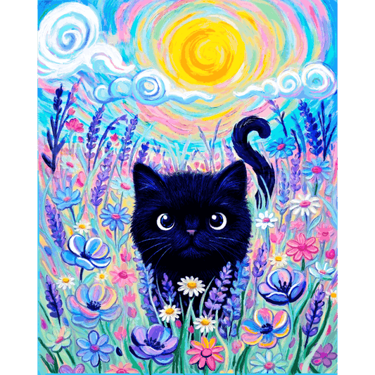 Malen nach Zahlen - Van Cat Blumenwiese - by Tiny Tami - Malen nach Zahlen