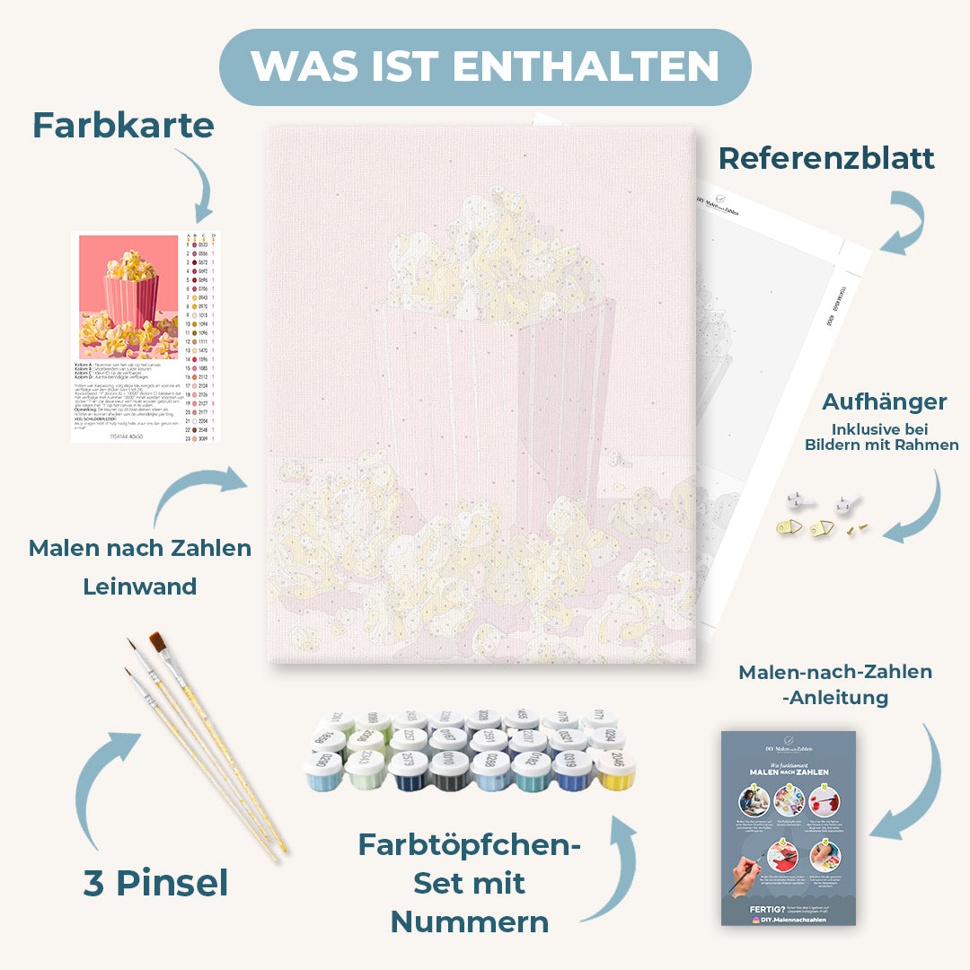 Malen nach Zahlen - Rosa Popcorn