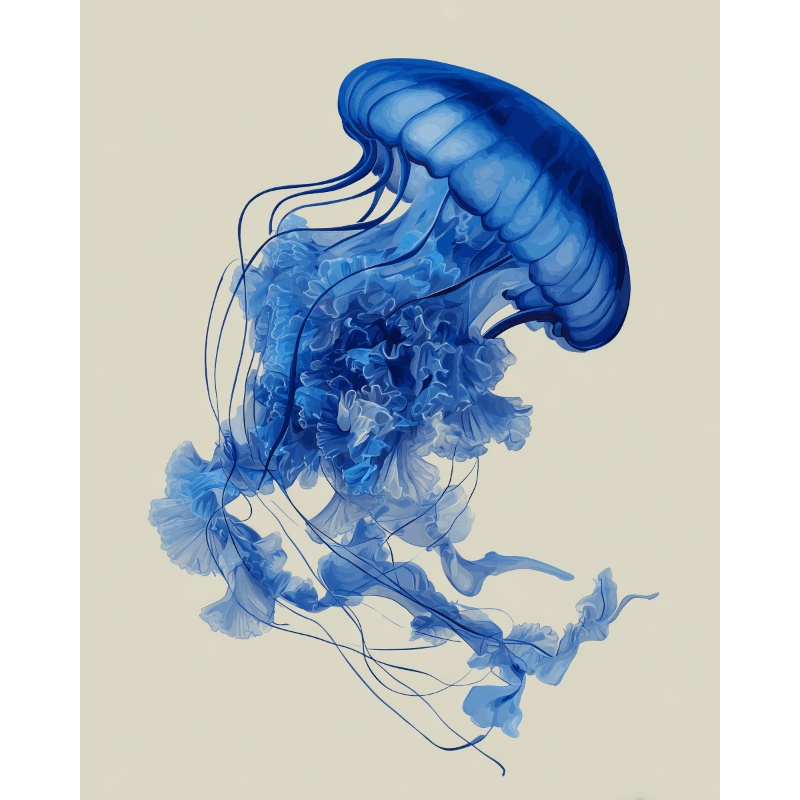 Malen nach Zahlen - Blaue Qualle - Malen nach Zahlen