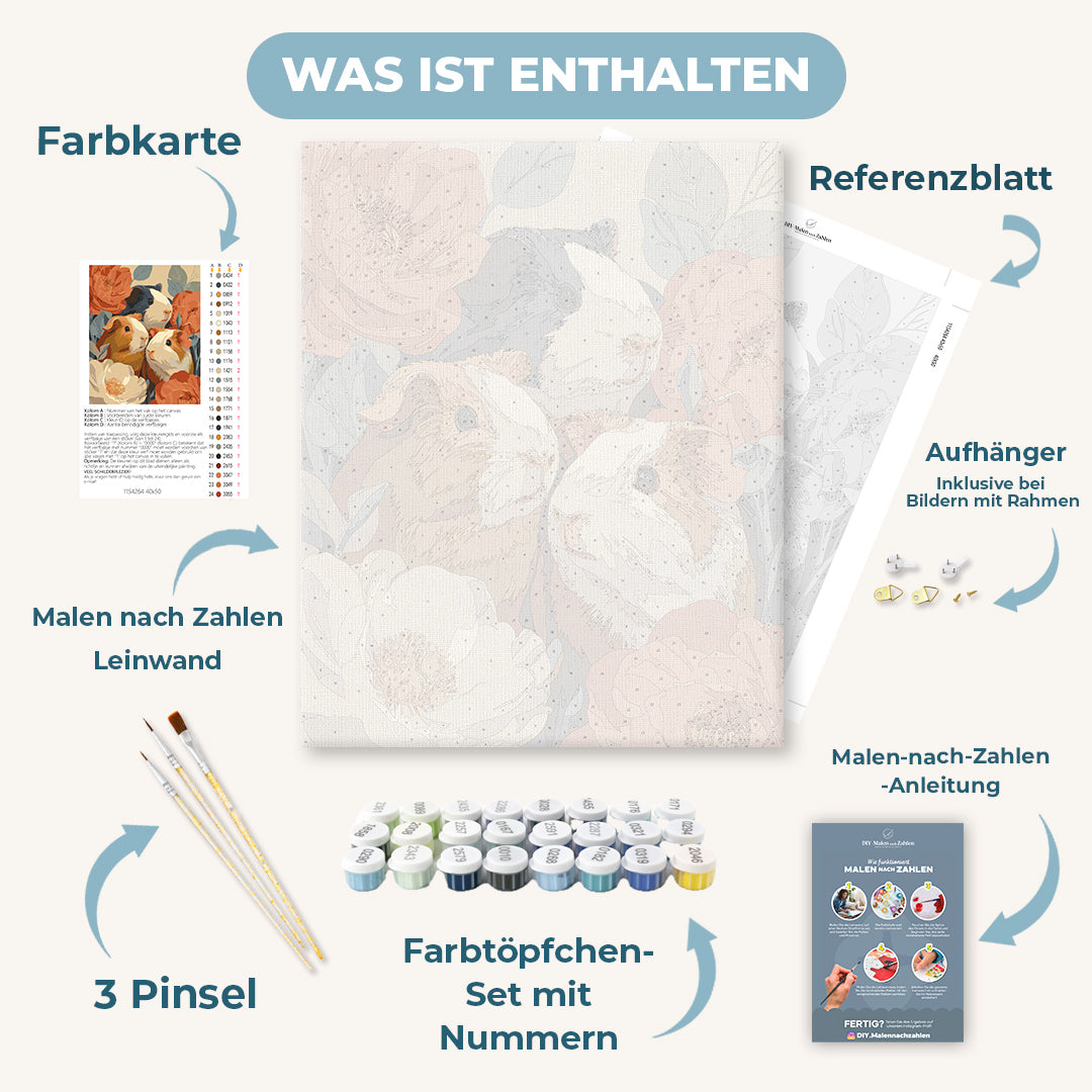 Malen nach Zahlen - Meerschweinchen-Blüten