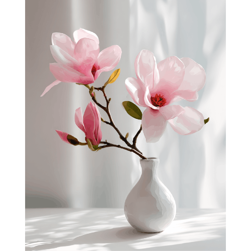 Malen nach Zahlen - Rosa Magnolien - Malen nach Zahlen
