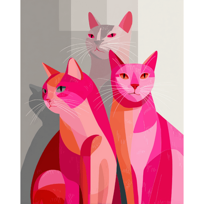 Malen nach Zahlen - Rosa Katzen - Malen nach Zahlen