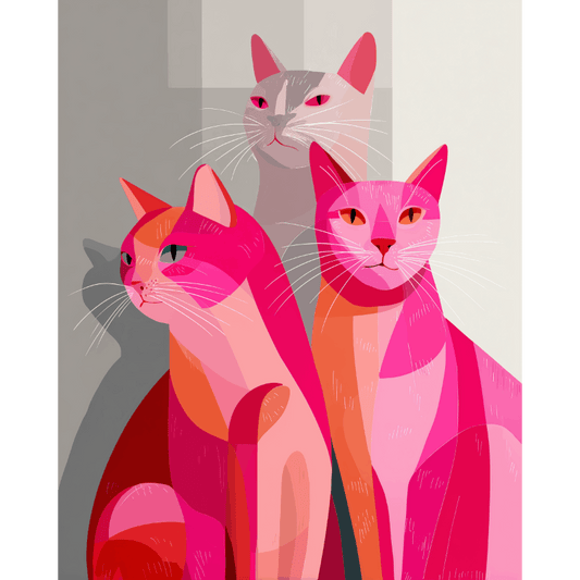 Malen nach Zahlen - Rosa Katzen - Malen nach Zahlen