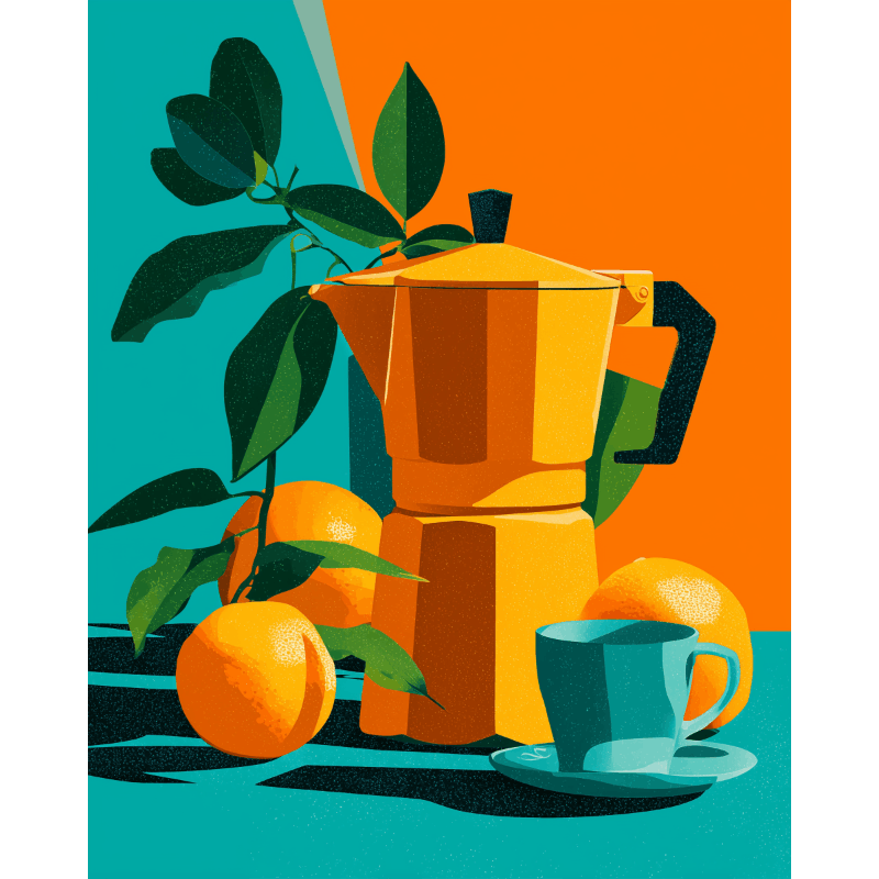 Malen nach Zahlen - Orangenkaffee - Malen nach Zahlen