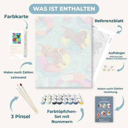 Malen nach Zahlen - Schwebende Dackel
