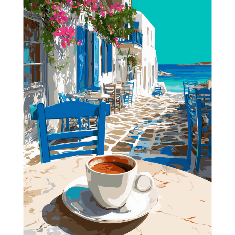 Malen nach Zahlen - Griechischer Kaffee - Malen nach Zahlen