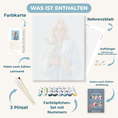 Malen nach Zahlen - Karottengetränk und Hase