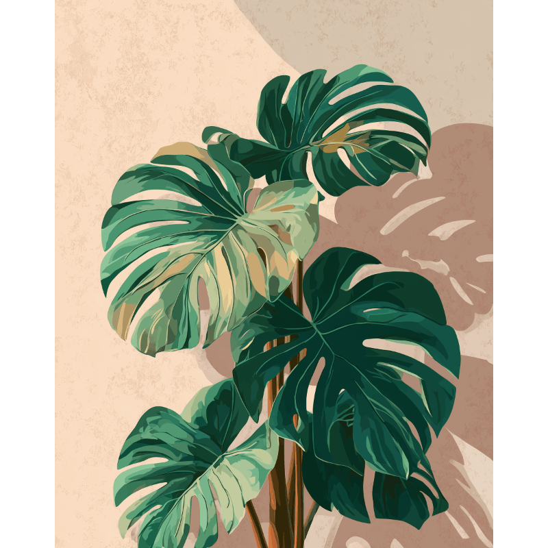 Malen nach Zahlen - Monstera-Schatten - Malen nach Zahlen