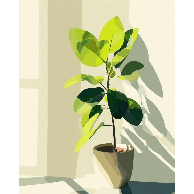 Malen nach Zahlen - Sonnenbeschienener Ficus - Malen nach Zahlen