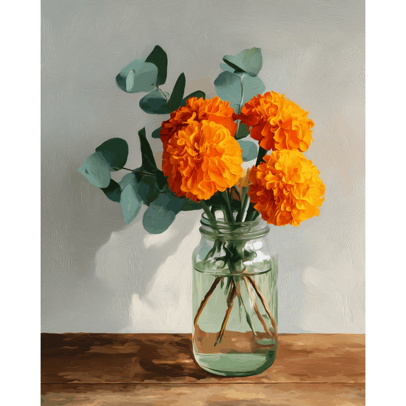 Malen nach Zahlen - Goldene Ringelblumen - Malen nach Zahlen