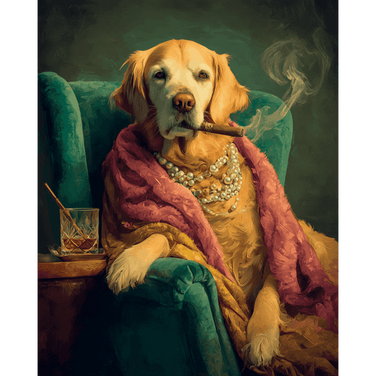 Malen nach Zahlen - Golden Retriever Royale - Malen nach Zahlen
