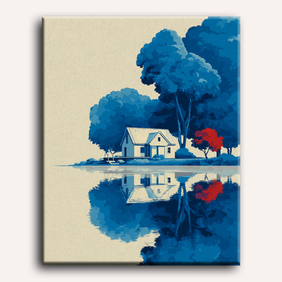 Malen nach Zahlen - Blaue Spiegelung